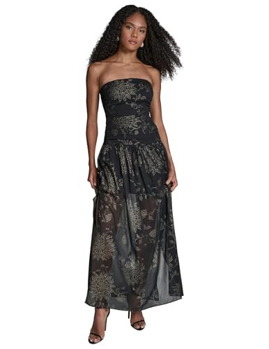 BCBG Women's Strapless Round Neck, Black/Gold,12 | Amazon (US)