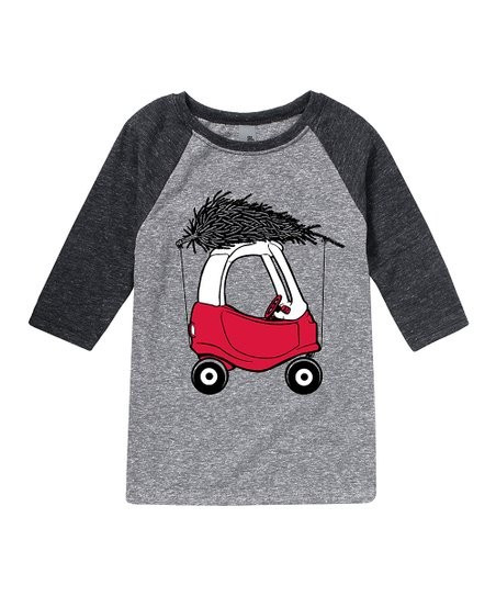 Athletic Heather & Heather Black Car & Tree Raglan Tee - Toddler & Kids | Zulily