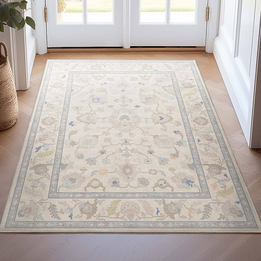 Well Woven Ushak Konya Cream 3'11" x 5'3" Accent Area Rug for Bedroom and Entryway - Updated Trad... | Amazon (US)