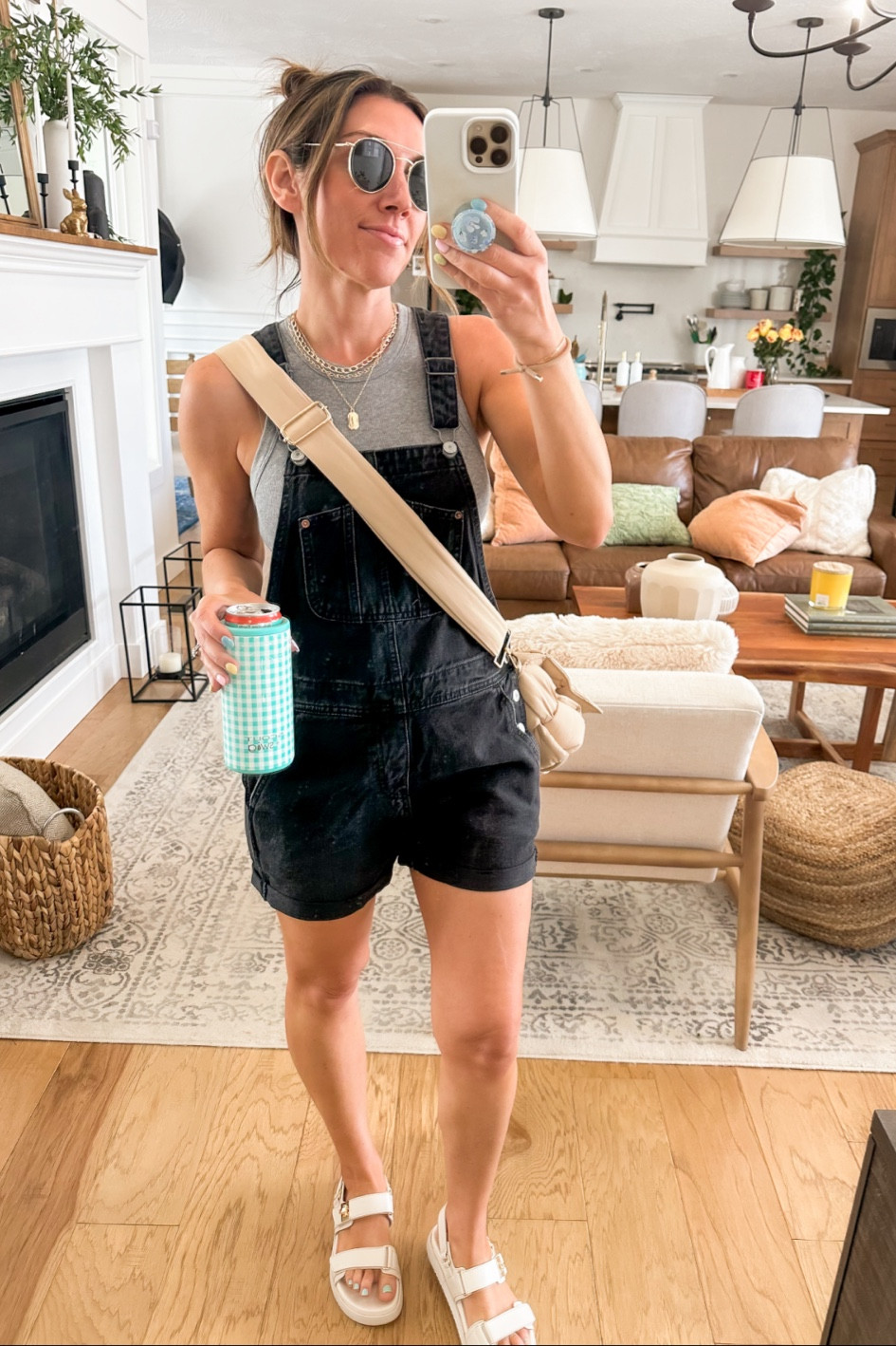 #overalls #casualoutfit
Wearing size small in overalls and XS in tank! 

#LTKunder100 #LTKstyletip #LTKunder50