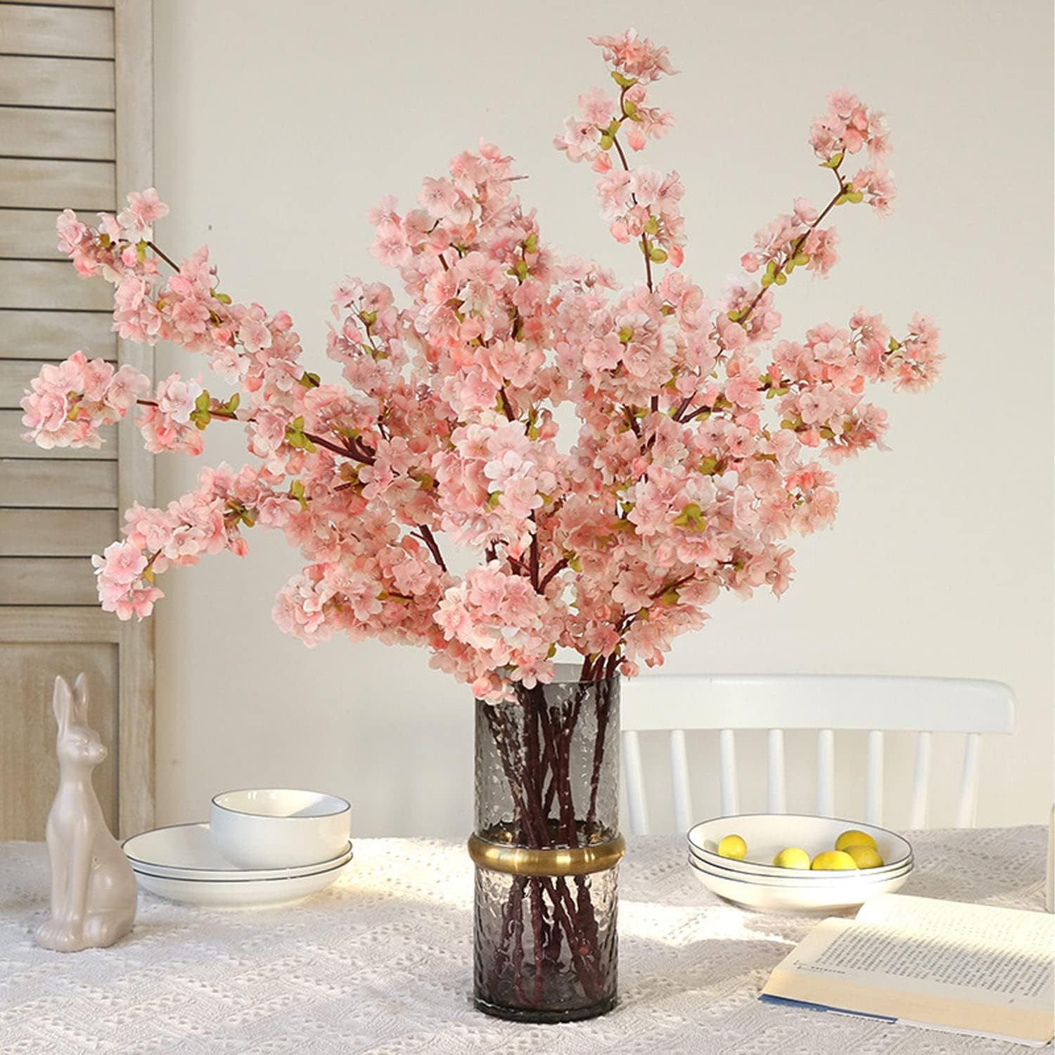 MISSPIN Cherry Blossom Branches, 3pcs 39 Inch Pink Cherry Blossom Branches Stems Artificial Flowe... | Amazon (US)