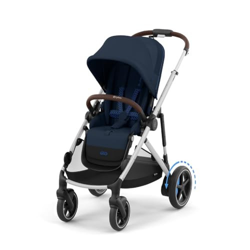 Cybex e-Gazelle S Electronic Assist Stroller – Gazelle S Single-to-Double Electric Stroller, Smart Assist, Rocking Mode, 20+ Configurations & Compact Fold, Ocean Blue with Silver Chassis | Amazon (US)
