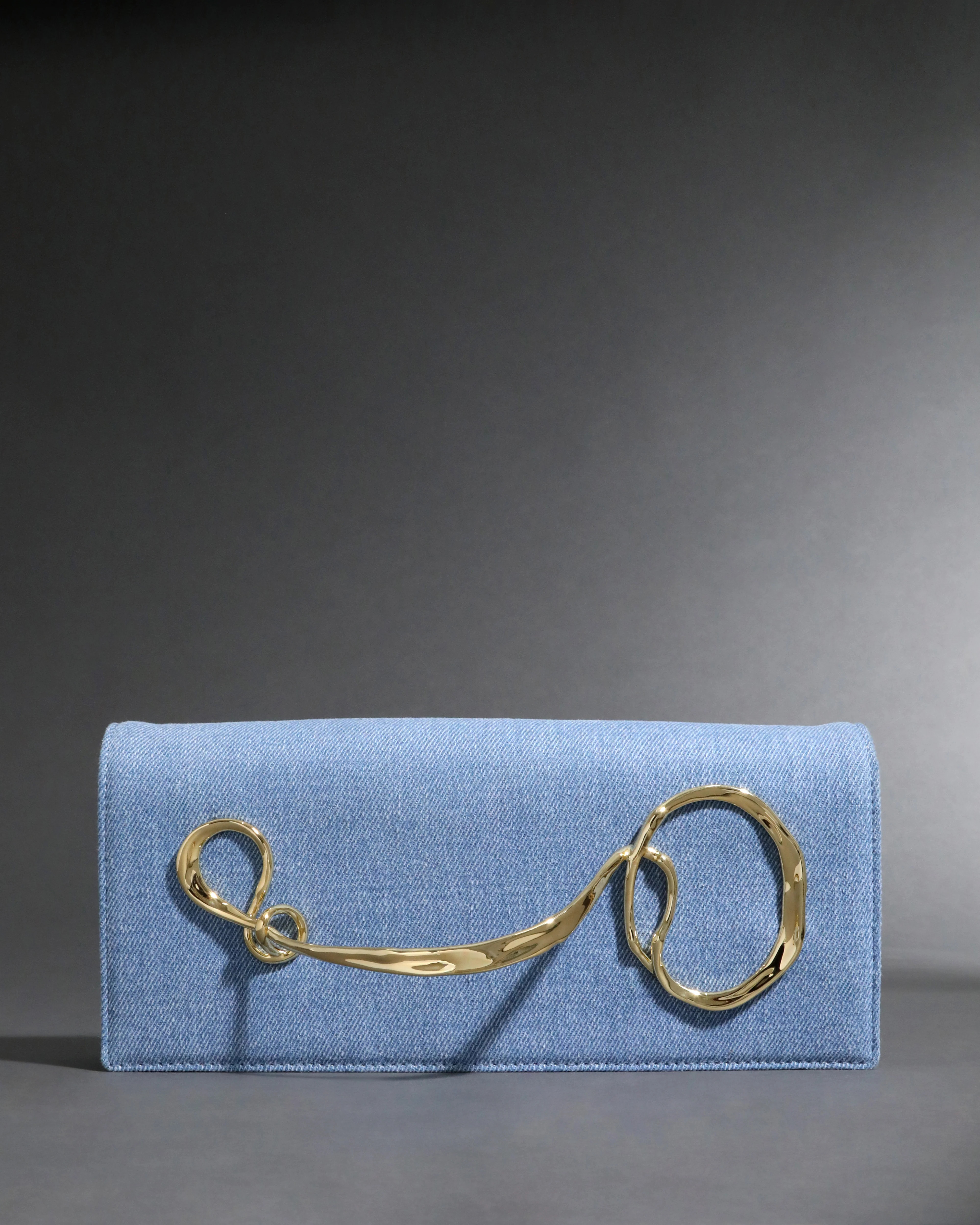 Twisted Gold Chambray Side Handle Clutch Purse | Statement Clutch | Alexis Bittar