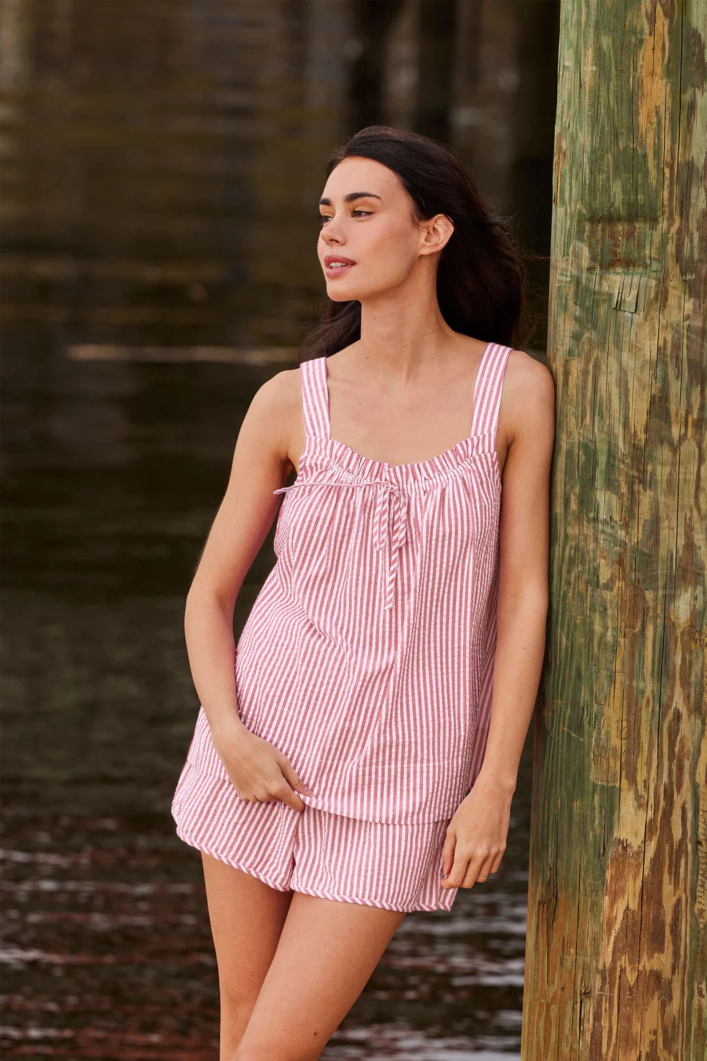 Alice Shorts Set in Cardinal Seersucker | Lake Pajamas