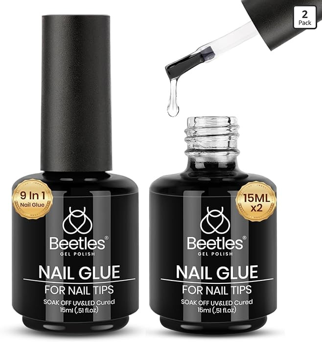 beetles Gel Polish 9 In 1 Gel Nail Glue for Clear Acrylic Nail Tips 2 Pcs 15ml Long Lasting Nail ... | Amazon (US)