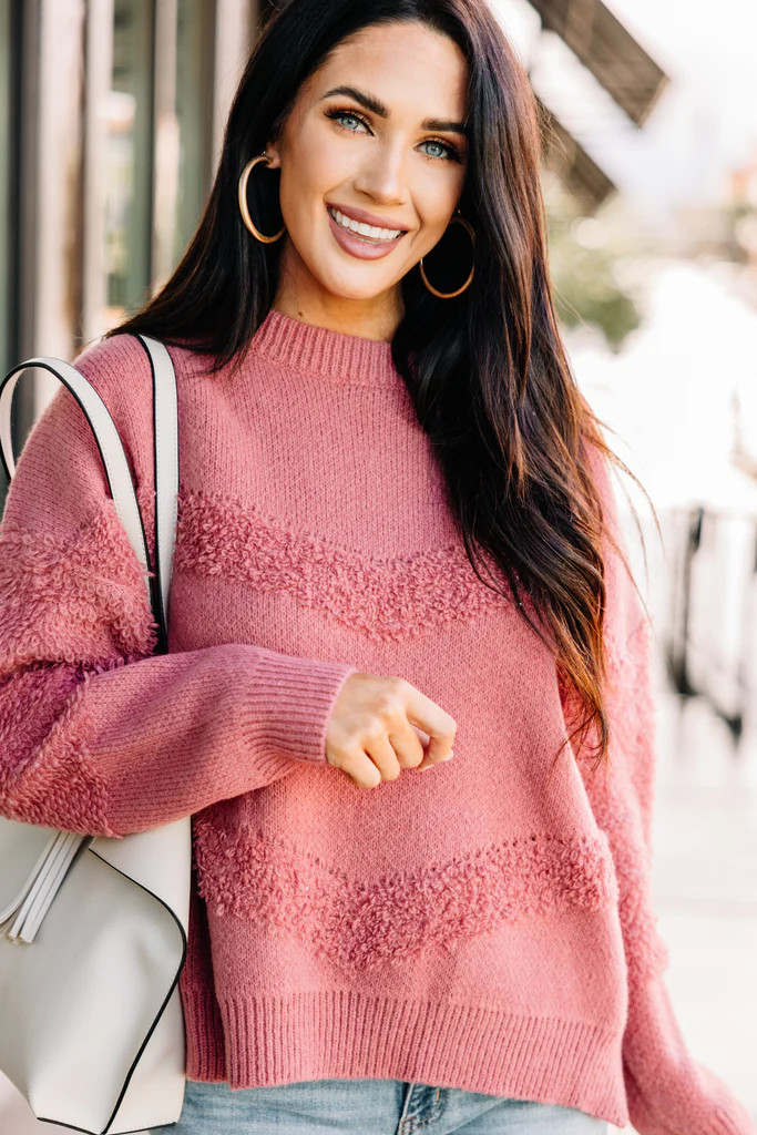 Catch Your Eye Marsala Pink Textured Sweater | The Mint Julep Boutique