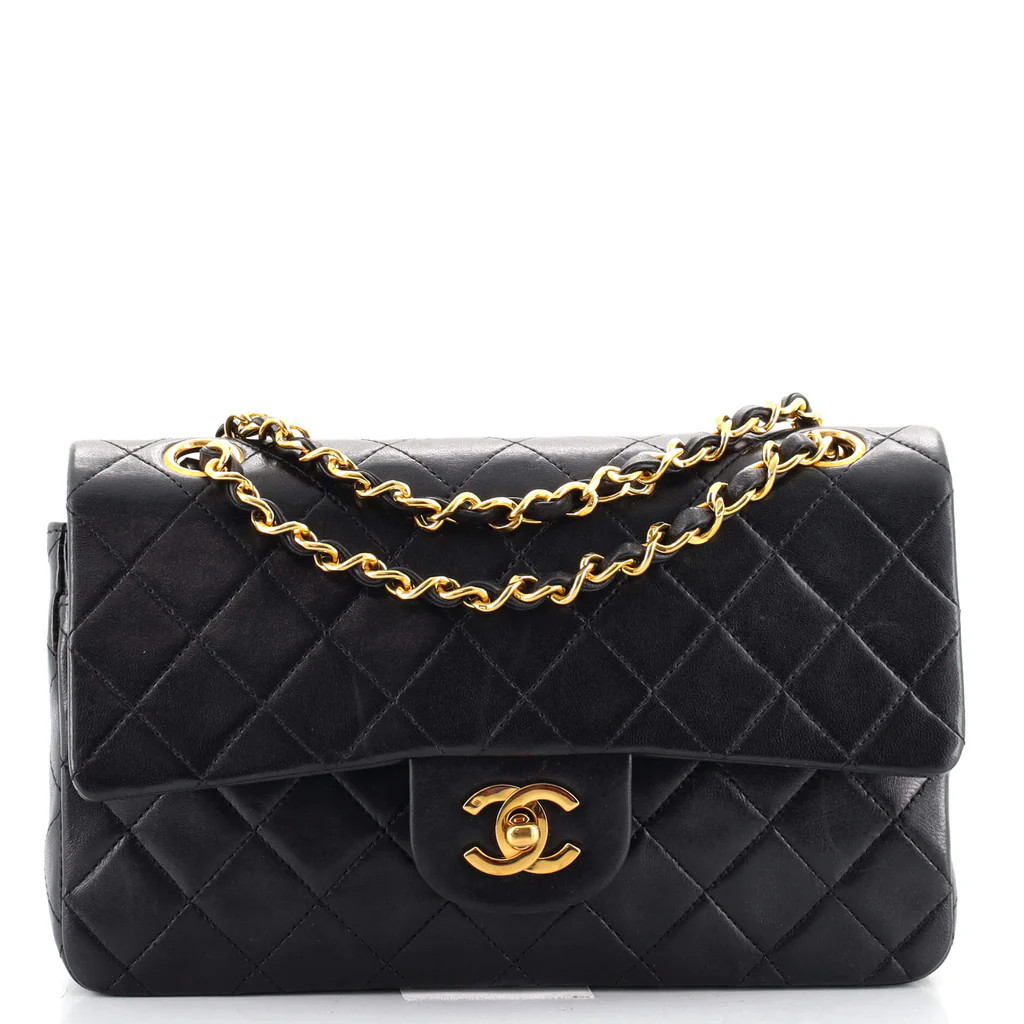 Chanel Vintage Classic Double Flap Bag Quilted Lambskin Small Black 11538821 | Rebag