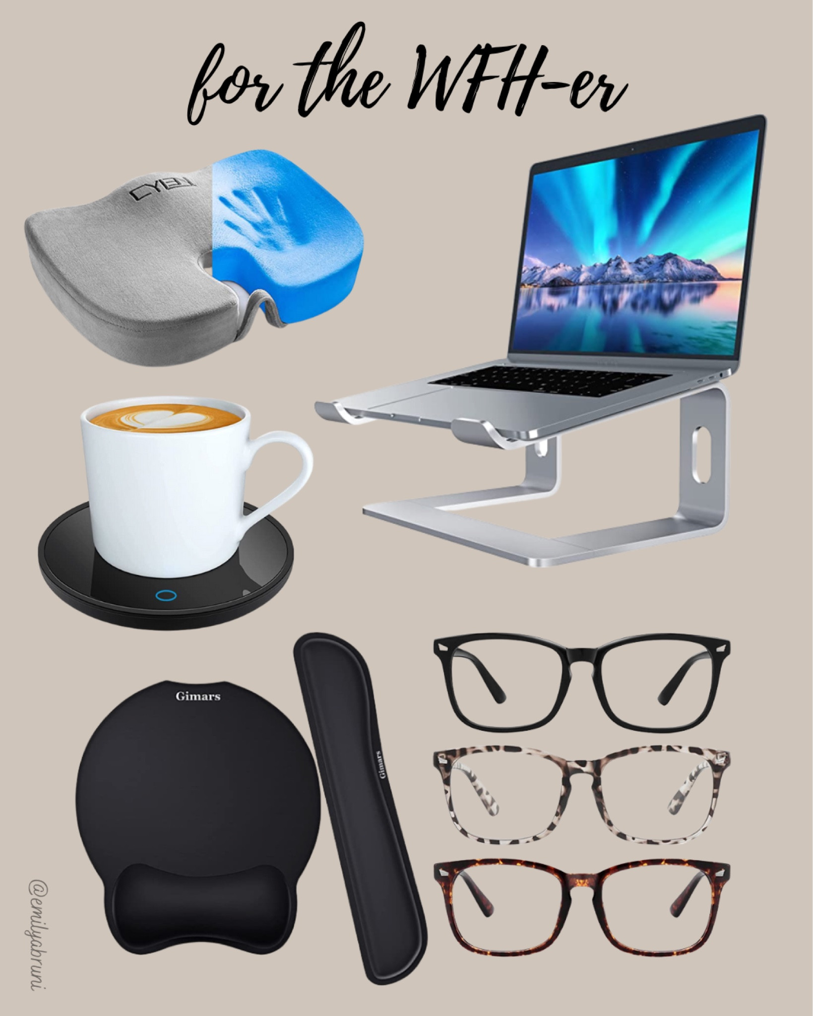 Gift ideas for people who work from home! 

- seat cushion
- laptop stand
- mug warmer 
- blue light glasses 

#LTKCyberweek #LTKHoliday #LTKGiftGuide