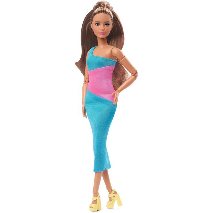 Barbie Looks Doll with Brunette Ponytail Turquoise/Pink Dress | Target