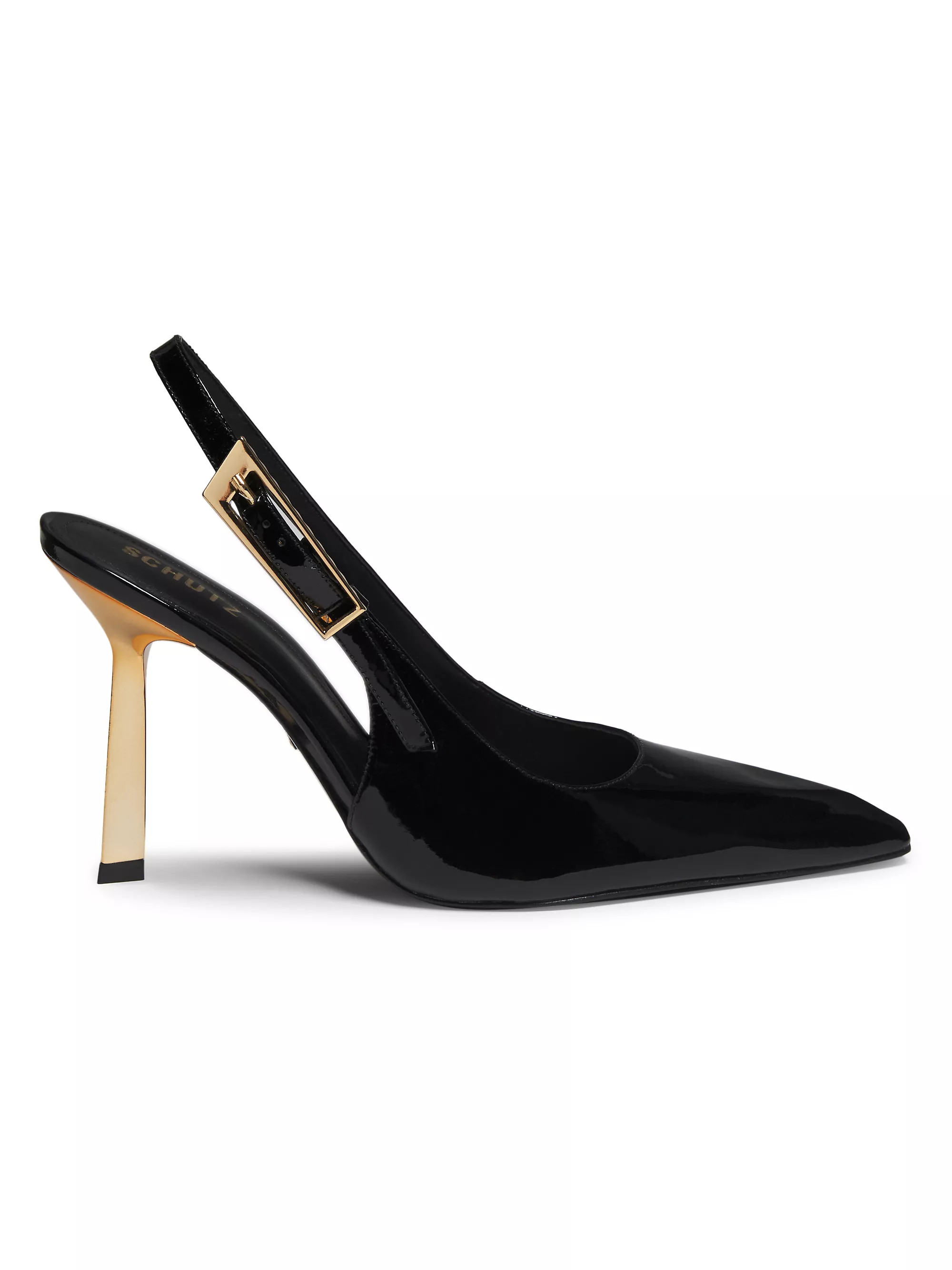 Shop Schutz Ciara 100MM Patent Leather Slingback Pumps | Saks Fifth Avenue | Saks Fifth Avenue