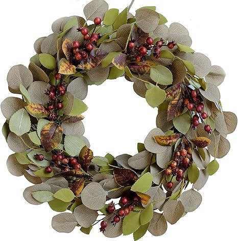 Bibelot 20 Inch Artificial Eucalyptus Wreath Green Leaf Eucalyptus Wreath Spring Summer Wreath fo... | Amazon (US)