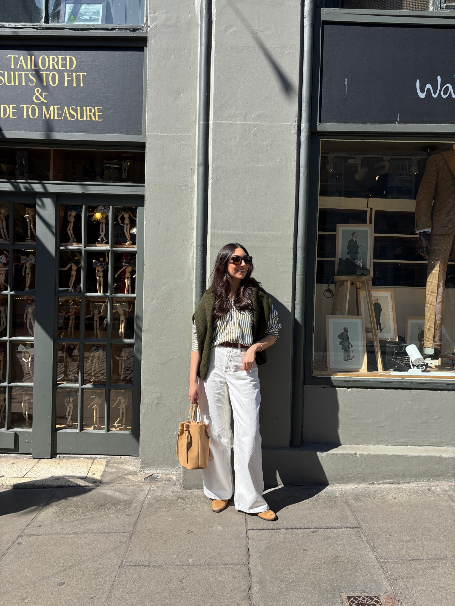 white jeans, cream jeans, wide leg jeans, regular, petite, tall jeans, striped shirt, green striped shirt, green jumper, suede bag, bucket bag 

#LTKSeasonal #LTKeurope #LTKfindsunder50