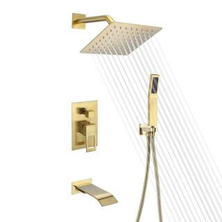 SUMERAIN 1-Handle 1-Spray Tub and Shower Faucet 1.8 GPM in Brushed Gold (Valve Included) S3233BGW... | The Home Depot