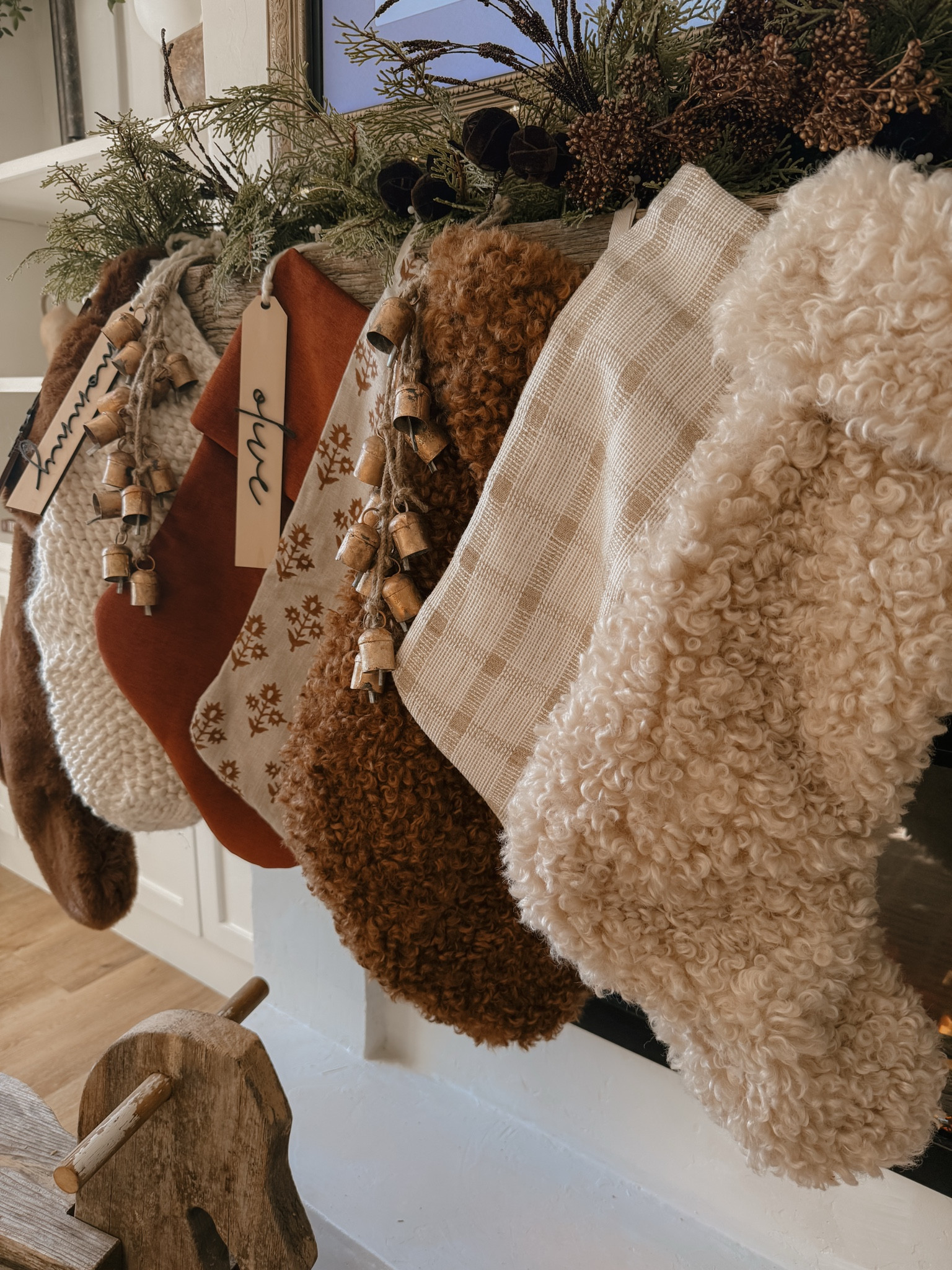 Stocking inspo! Mix all the textures and patterns! Wine, brown and cream Christmas this year is the vibe! 

#LTKSeasonal #LTKHome #LTKHoliday