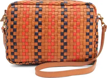 Clare V Marisol Woven Leather Crossbody Bag In Brown