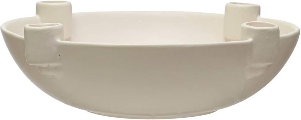 Creative Co-Op 10-3/4" Round x 3" H Stoneware Bowl Advent Taper Holder, White (Holds 4 Tapers) | Amazon (US)