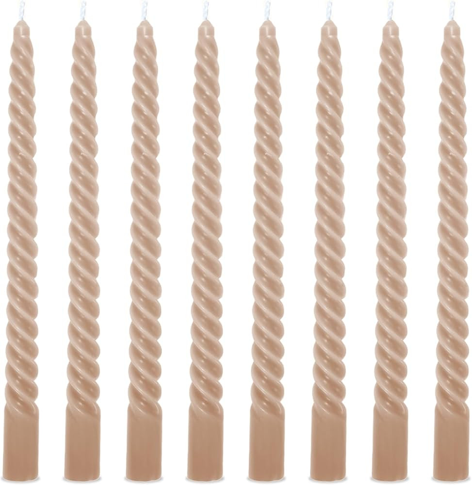 Whaline 8Pcs 10 Inch Sahara Beige Spiral Taper Candles Dripless Twisted Wax Candles Long Unscente... | Amazon (US)