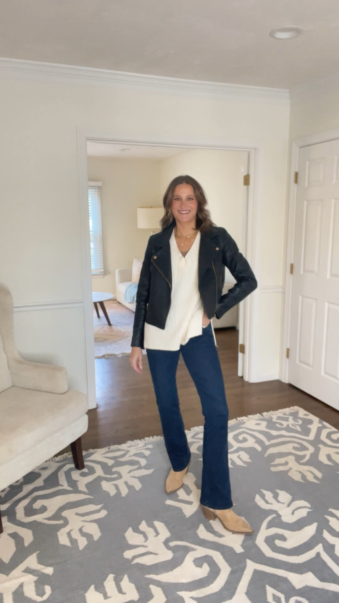 Yesterday’s outfit of the day. My jacket, vest and boots are old but linking similar options. A fun way to style a sweater vest and bootcut jeans. 

#LTKStyleTip #LTKFindsUnder100 #LTKOver40