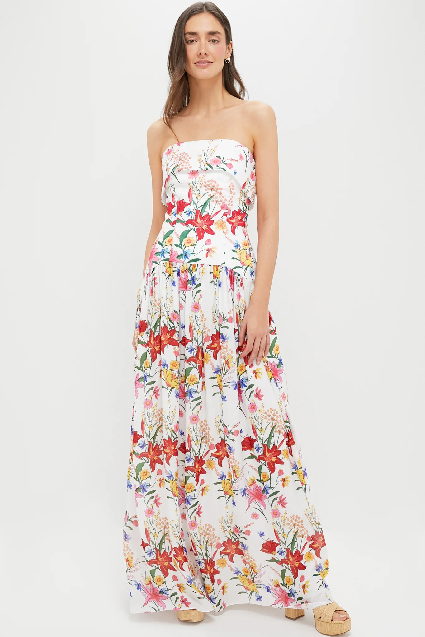 White and Color Floral Meghan Maxi Dress | Tuckernuck (US)