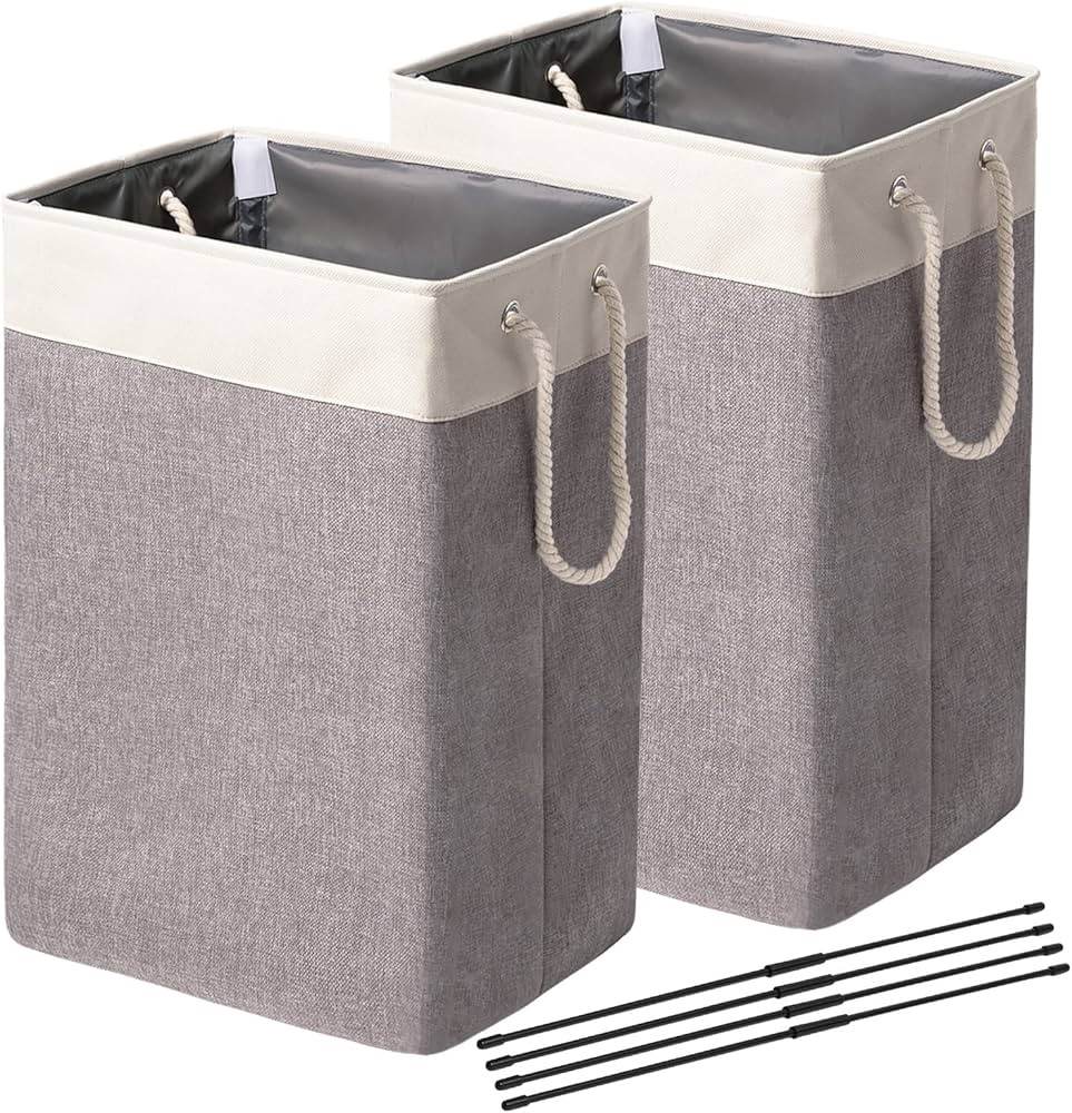 ELONG HOME Laundry Basket 2 Pack, 75L Laundry Hamper with Support Rods and Rope Handles, Freestan... | Amazon (US)