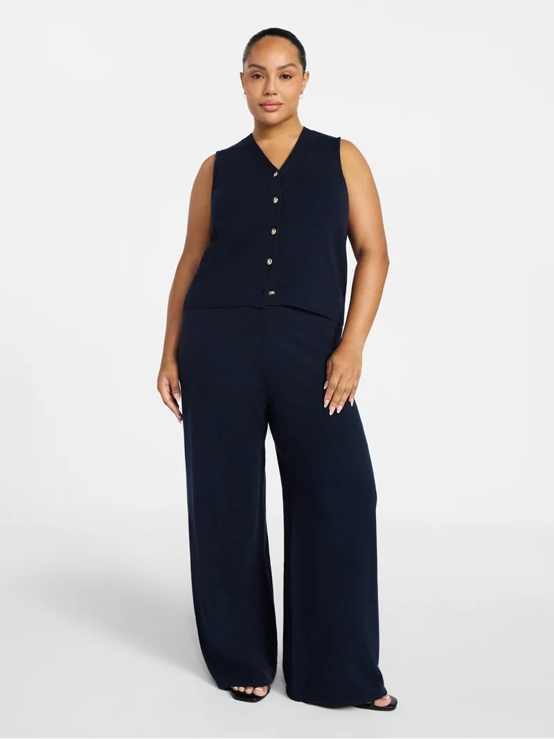 Terra & Sky Women's Plus Size Vest and Pants Outfit Set, 2-Piece, Sizes 0X-4X | Walmart (US)