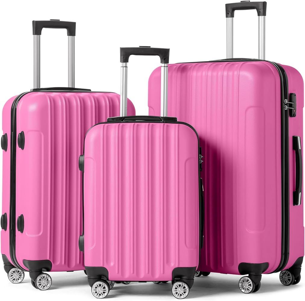 Karl home Luggage Set of 3 Hardside Carry on Suitcase Sets with Spinner Wheels & TSA lock, Portab... | Amazon (US)