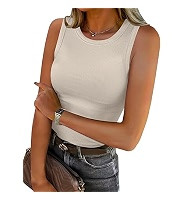 ANRABESS Womens Sleeveless High Neck Tank Tops Fashion Summer Casual Basic Slim Fit Ribbed Racerb... | Amazon (US)