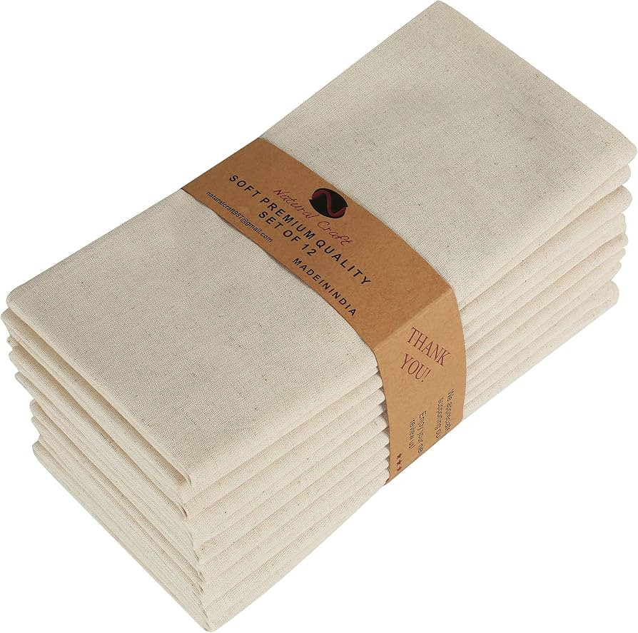 Cloth Napkins Set of 12 Cotton Linen flax12 Pack Natural Premium Quality, Mitered Corners Ideal f... | Amazon (US)