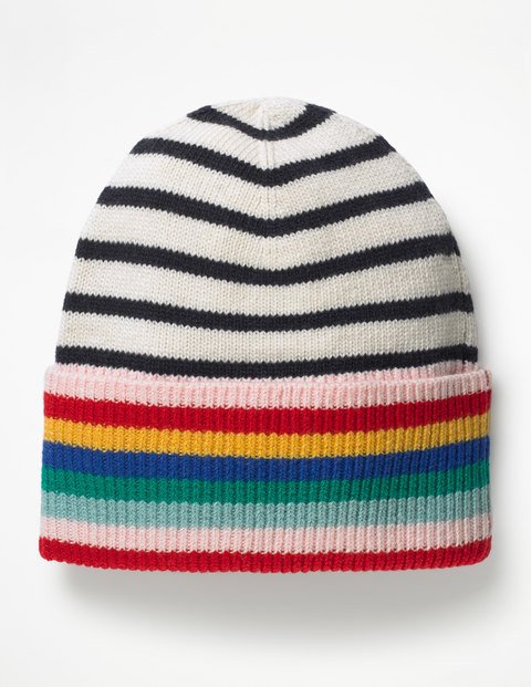 Stripe Detail Hat Ivory and Navy Stripe Women Boden | Boden (US)