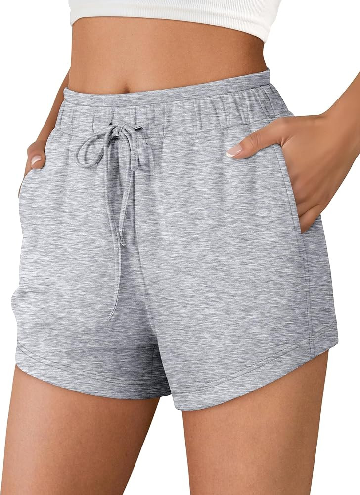 ANRABESS Womens Sweat Shorts 2026 Summer Workout Running Casual Soft High Waist Drawstring Lounge... | Amazon (US)