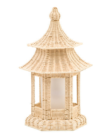 17.5in Rattan Rechargeable Cordless Lantern | Marshalls