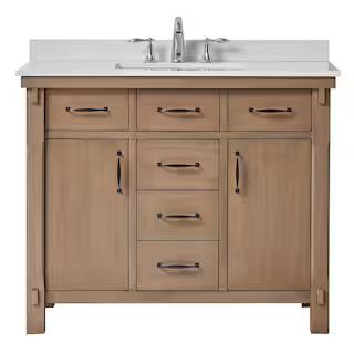 Home Decorators Collection Bellington 42 in. W x 22 in. D Vanity in Almond Toffee with Cultured M... | The Home Depot