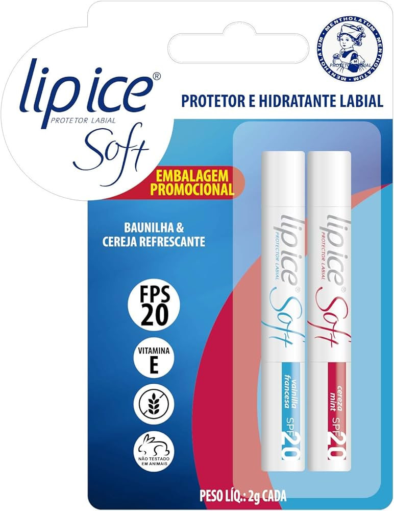 Lip Ice Protetor Labial Soft Baunilha e Cereja FPS20 | Amazon (BR)