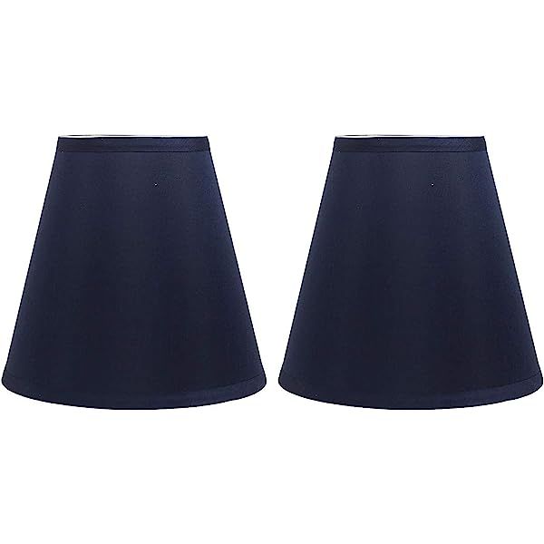 Urbanest Set of 2 Navy Blue Cotton Chandelier Lamp Shade, 3-inch by 6-inch by 5-inch, Clip-on, Hardb | Amazon (US)