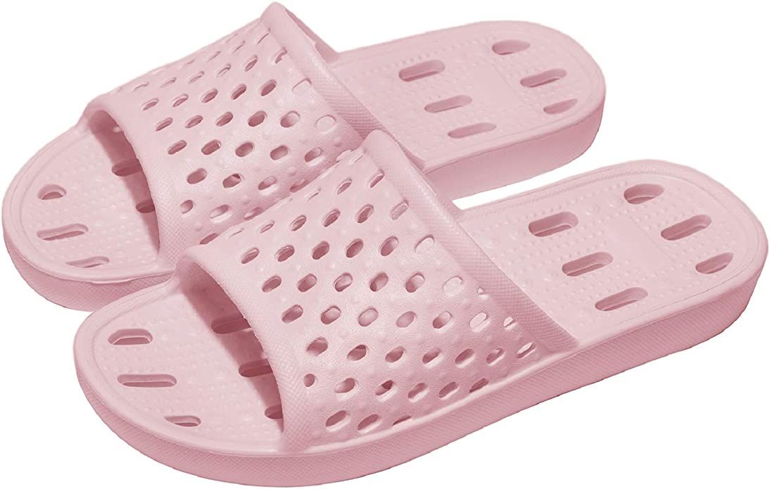 Amazon.com | WOTTE Shower Sandals Women Quick Drying Bath Slippers Non Slip Dorm Shoes Size 7 Pin... | Amazon (US)