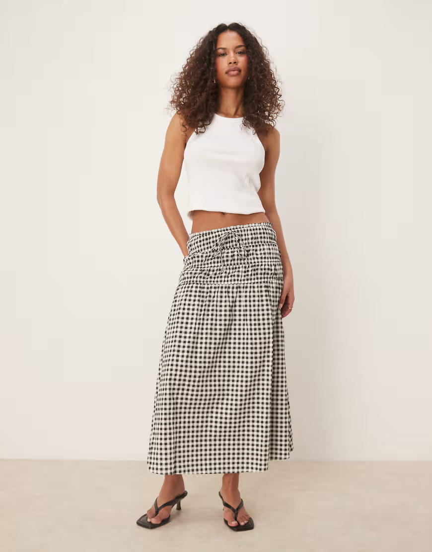 Glamorous midi skirt in black white gingham print-Multi | ASOS (Global)