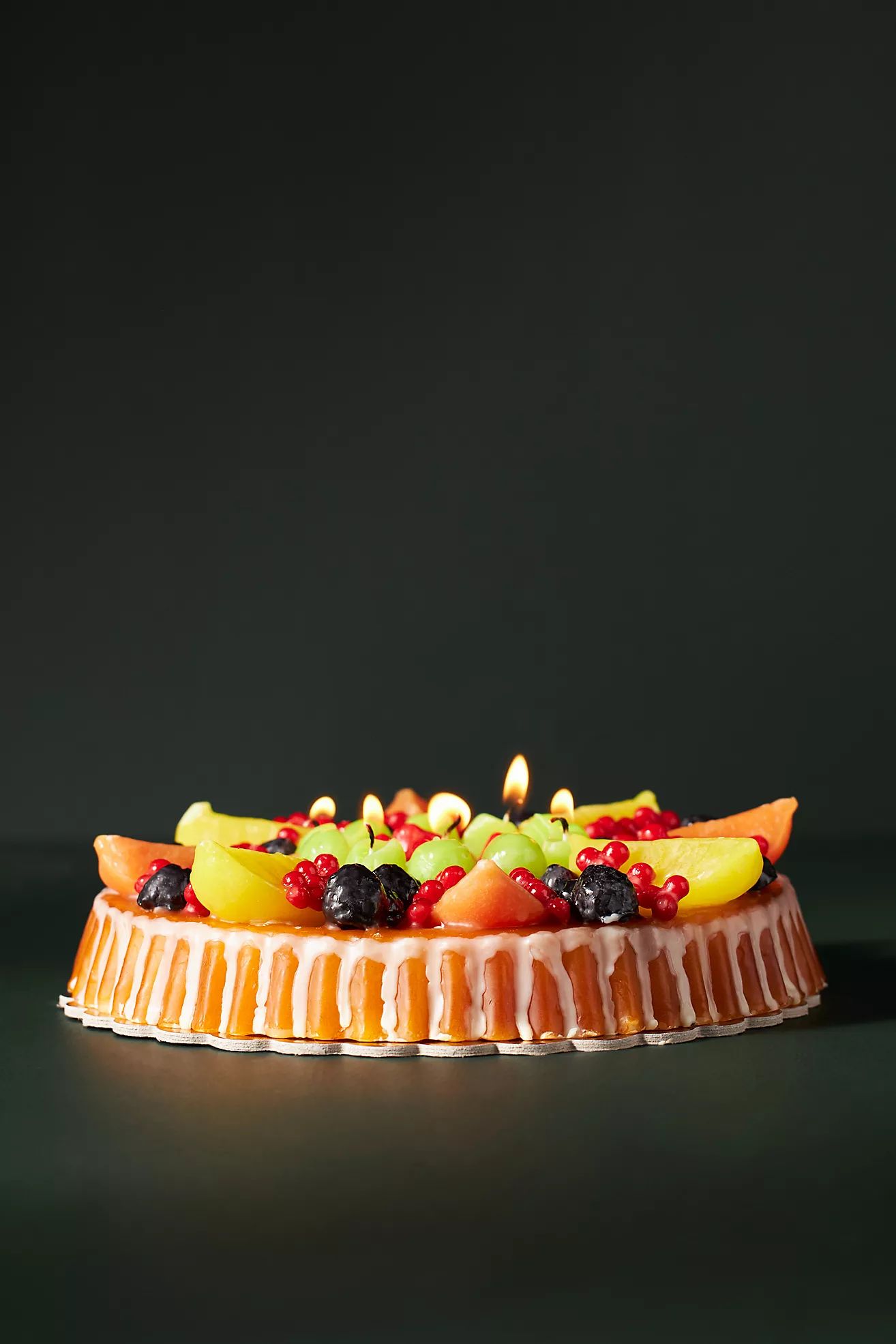 Fruit-Topped Cake Dessert-Shaped Wax Candle | Anthropologie (US)