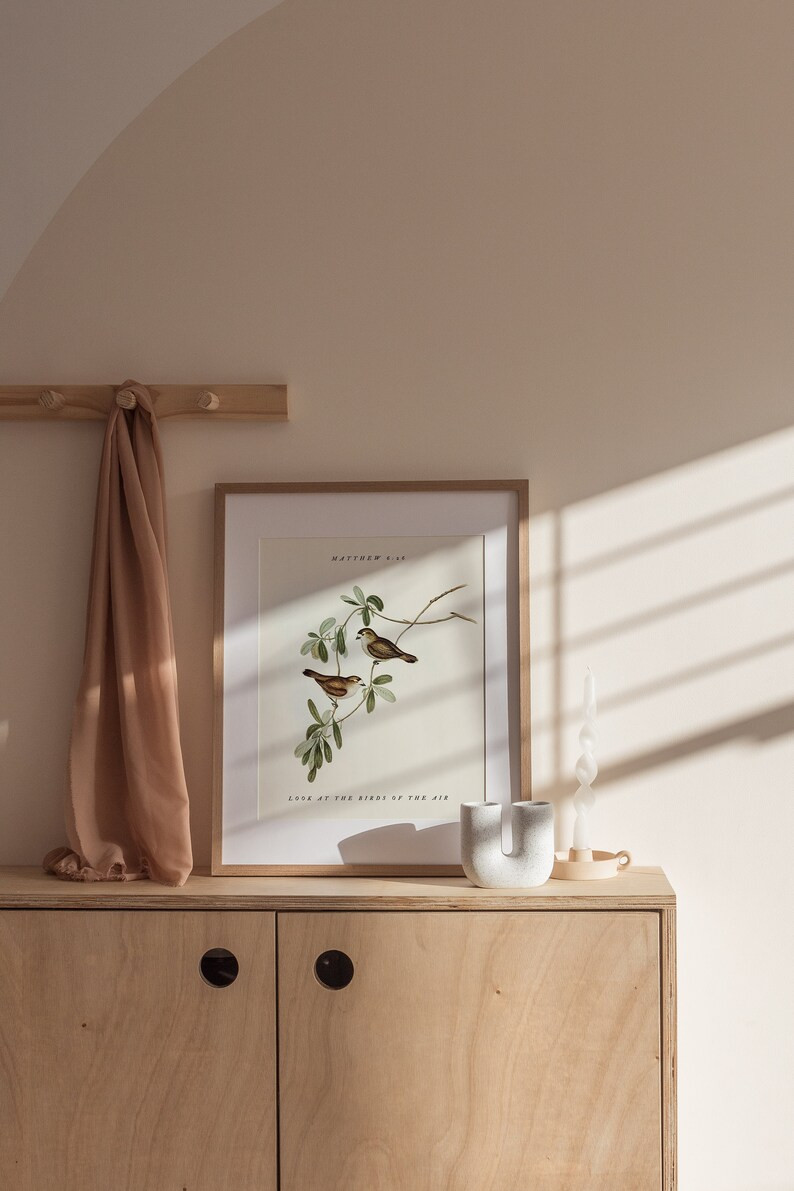 Christian Wall Art Look at the Birds Bible Verse Print - Etsy | Etsy (US)