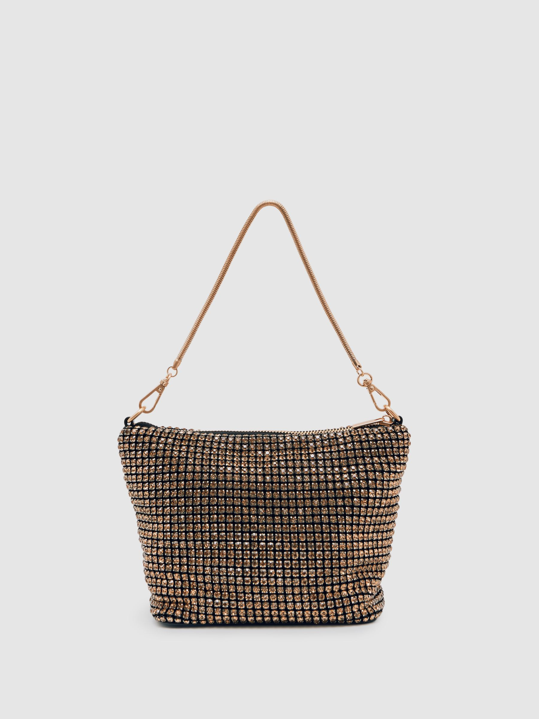 Reiss Crystal Bracelet Pouch Bag in Gold | REISS | Reiss US