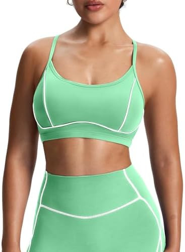 Aoxjox Women's Workout Sports Bras Fitness Training Gym Lexi Lined Bra Yoga Crop Tank | Amazon (US)