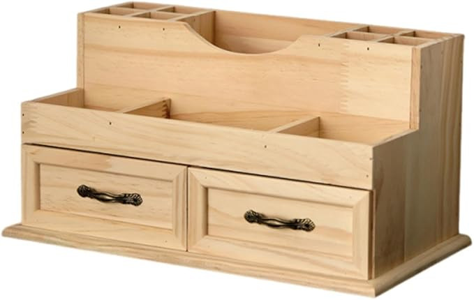 Wooden Makeup Organizer for Vanity Storage Box Decorative Vintage Design with Drawers Desk Organi... | Amazon (US)