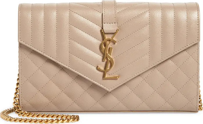Envelope Quilted Pebbled Leather Wallet on a Chain | Nordstrom