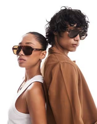 Reclaimed Vintage aviator sunglasses with brown lens | ASOS (Global)