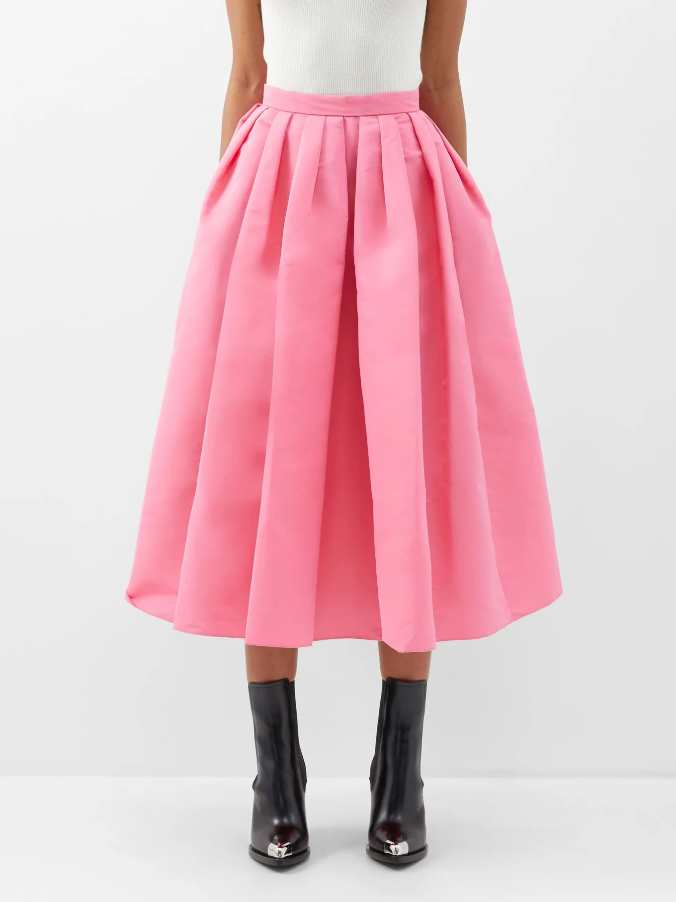 High-rise pleated faille midi skirt | Alexander McQueen | Matches (US)