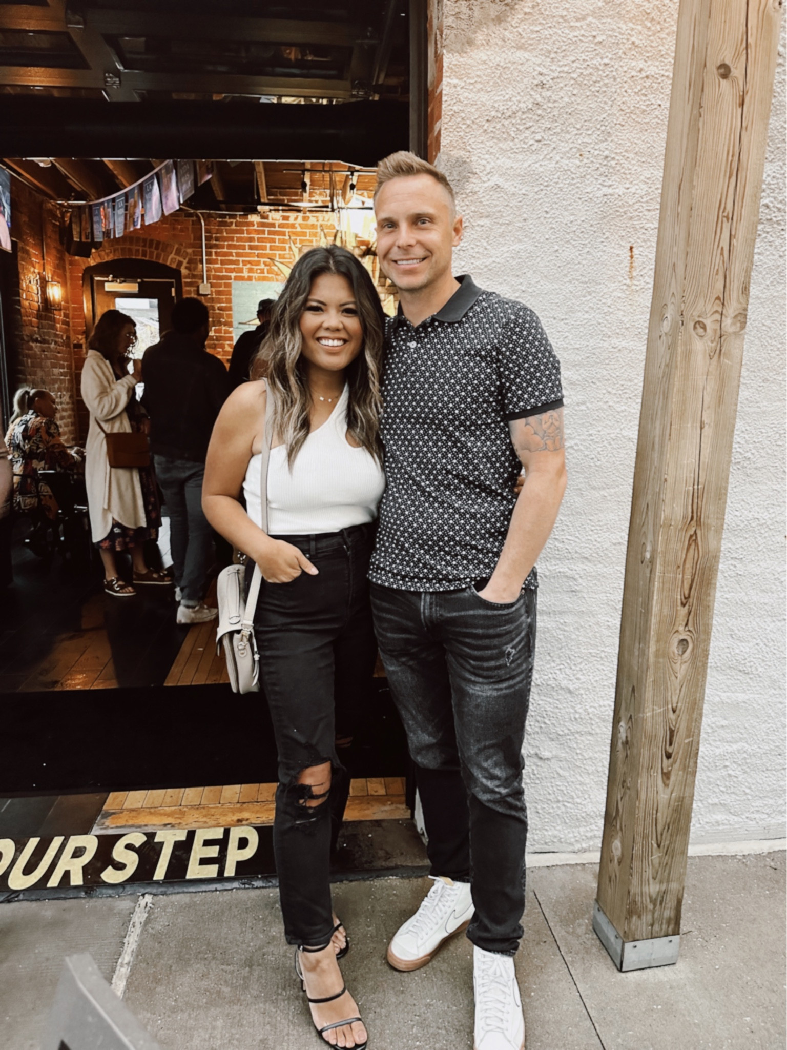 Forever 21 one shoulder body suit, high waisted black distressed jeans, black heels, Louis Vuitton crossbody bag, mom Kendra Scott necklace, Nike men’s shoes

#LTKsalealert #LTKover40 #LTKunder50