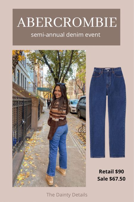 Abercrombie semi-annual denim sale! Wearing the high rise 90s straight jeans in 25 extra short! 

#LTKBacktoSchool #LTKsalealert #LTKSeasonal
