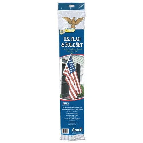 American Polycotton 3' x 5' Flag with 6' 3-Section Flagpole and Eagle Ornament Set by Annin | Walmart (US)