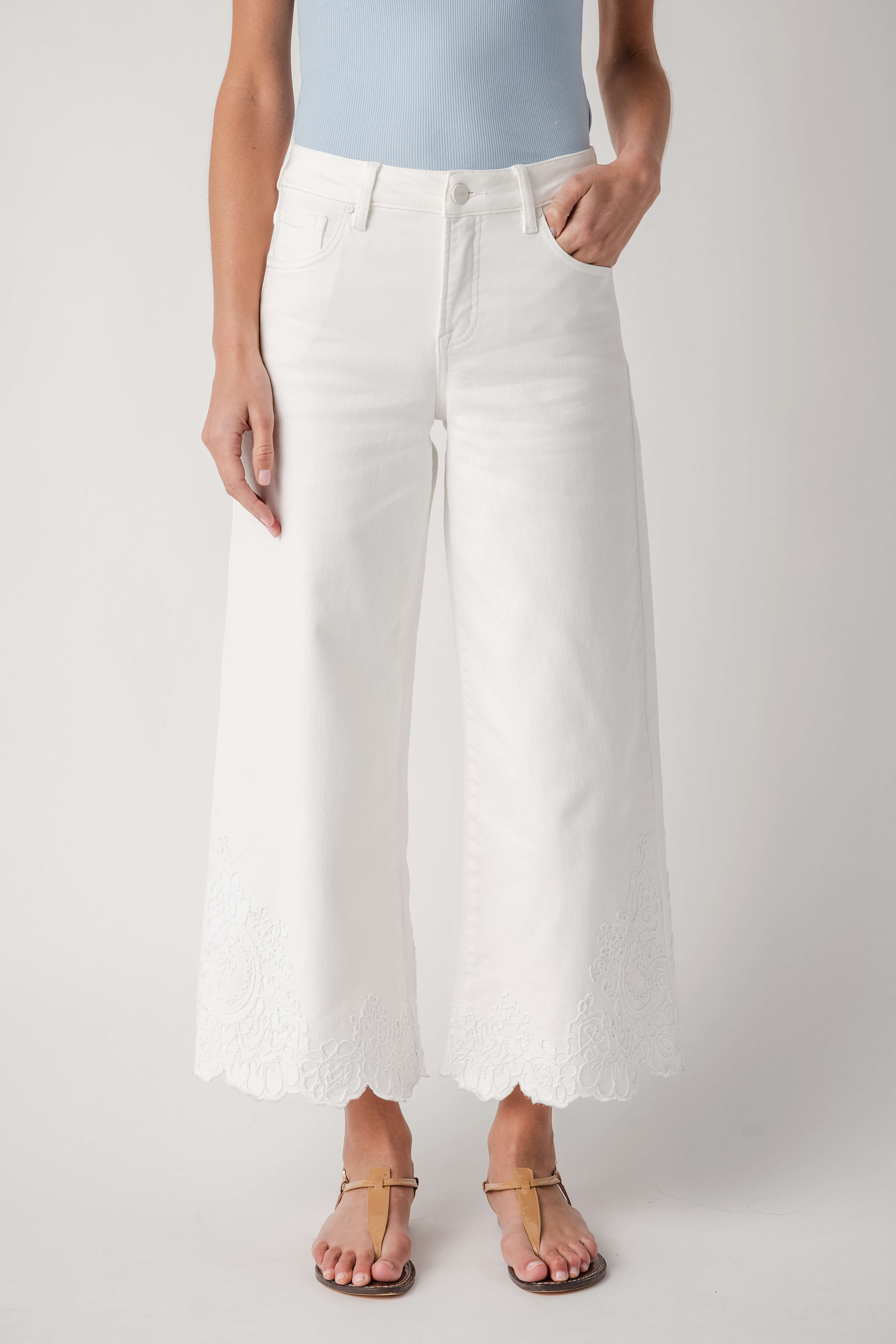 Risen Lacey High Rise Crop Wide Hem Pants | Social Threads