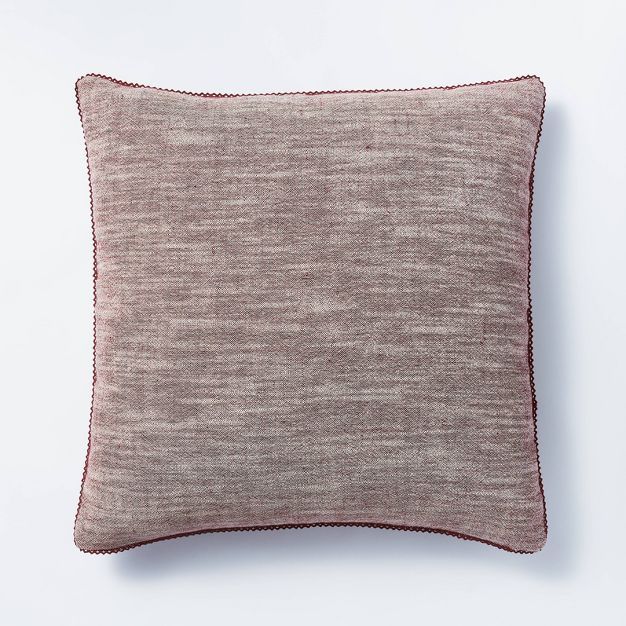 Oversized Cotton Velvet with Lace Trim Reversible Square Throw Pillow Burgundy - Threshold&#8482;... | Target