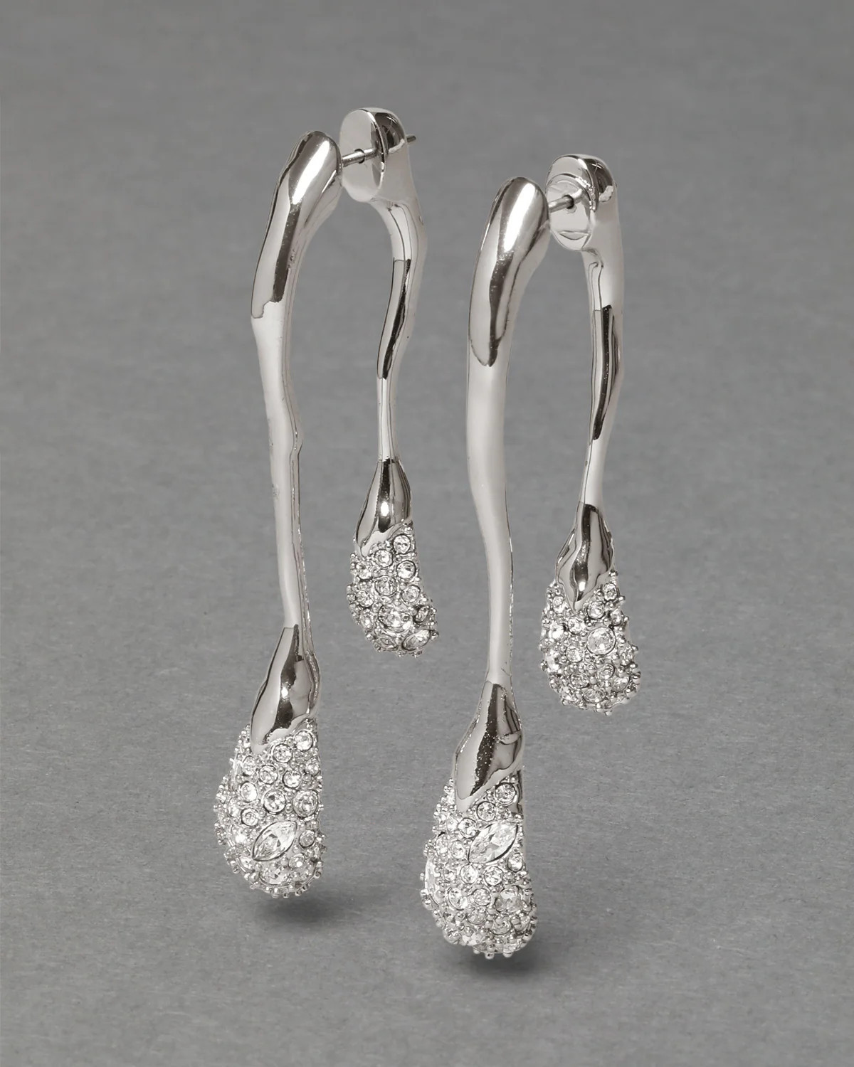 Alexis Bittar Solanales Crystal Front Back Double Drop Earrings in Silver | Statement Jewelry from Alexis Bittar | Alexis Bittar